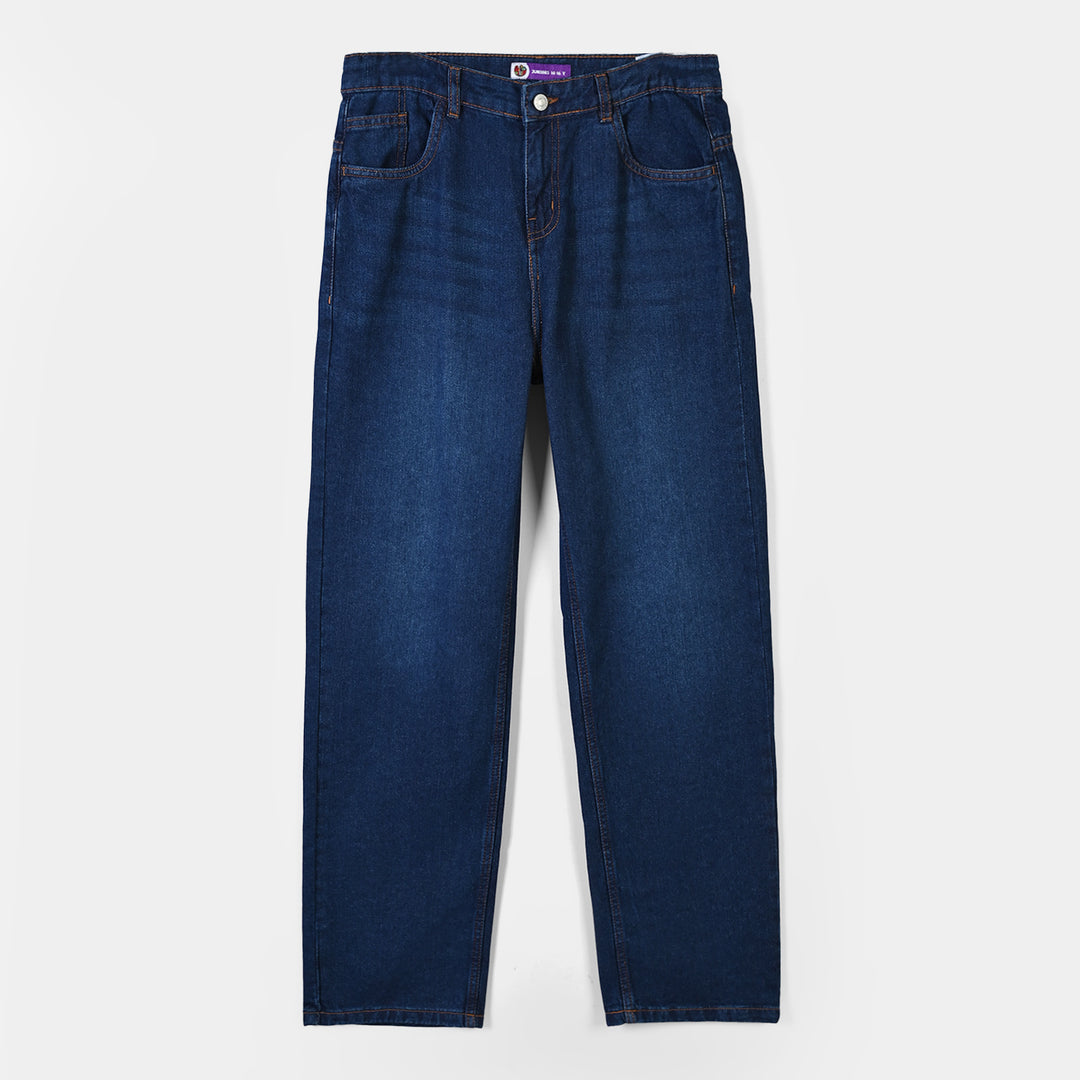 Teens Boys Denim Rigid Pant Basic-Dark Blue