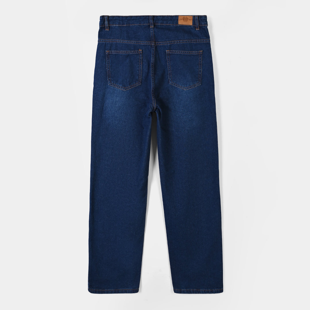 Teens Boys Denim Rigid Pant Basic-Dark Blue