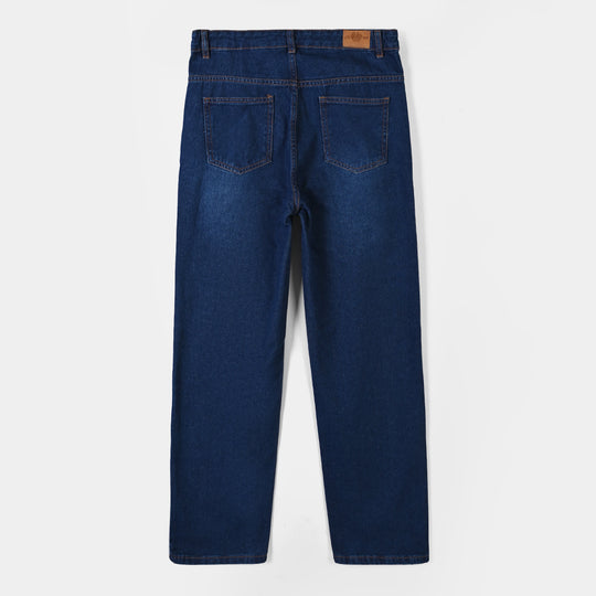 Teens Boys Denim Rigid Pant Basic-Dark Blue
