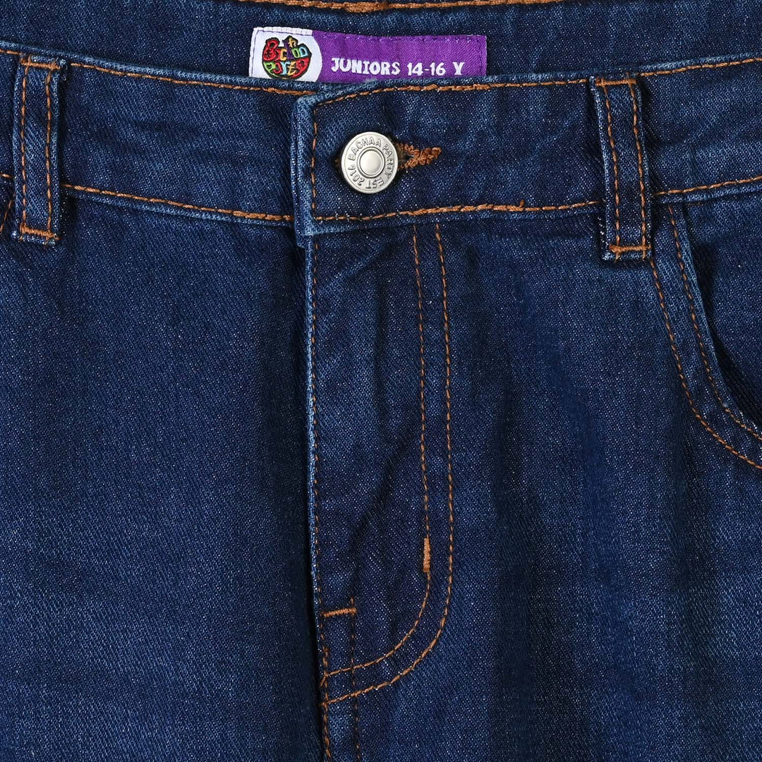 Teens Boys Denim Rigid Pant Basic-Dark Blue