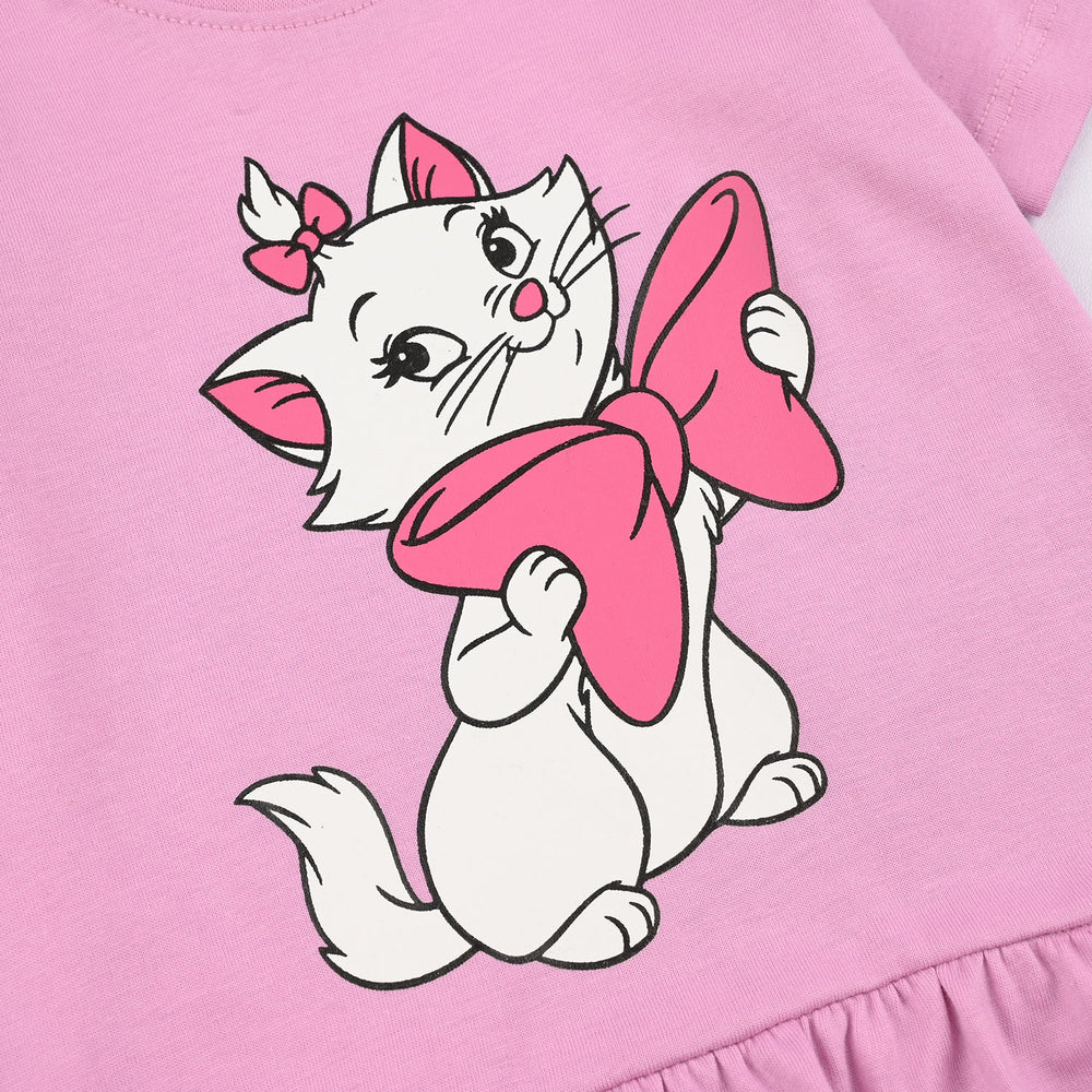 Infant Girls Jersey/Terry Knitted Frock (Character) - Pink