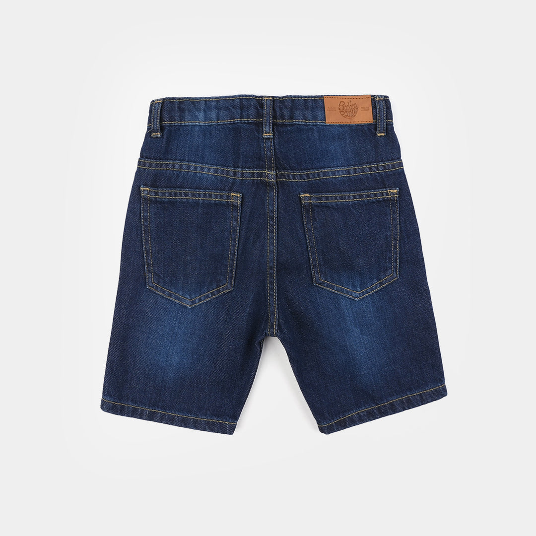 Boys Denim Stretch Shorts (Basic) - Dark Blue