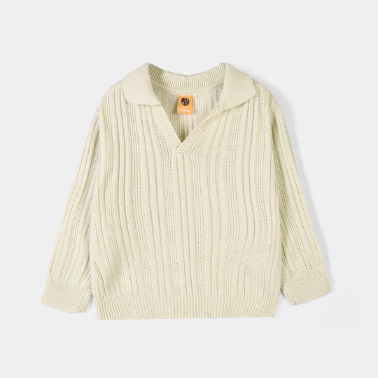 Boys Acrylic Sweater-Dropline - Off White