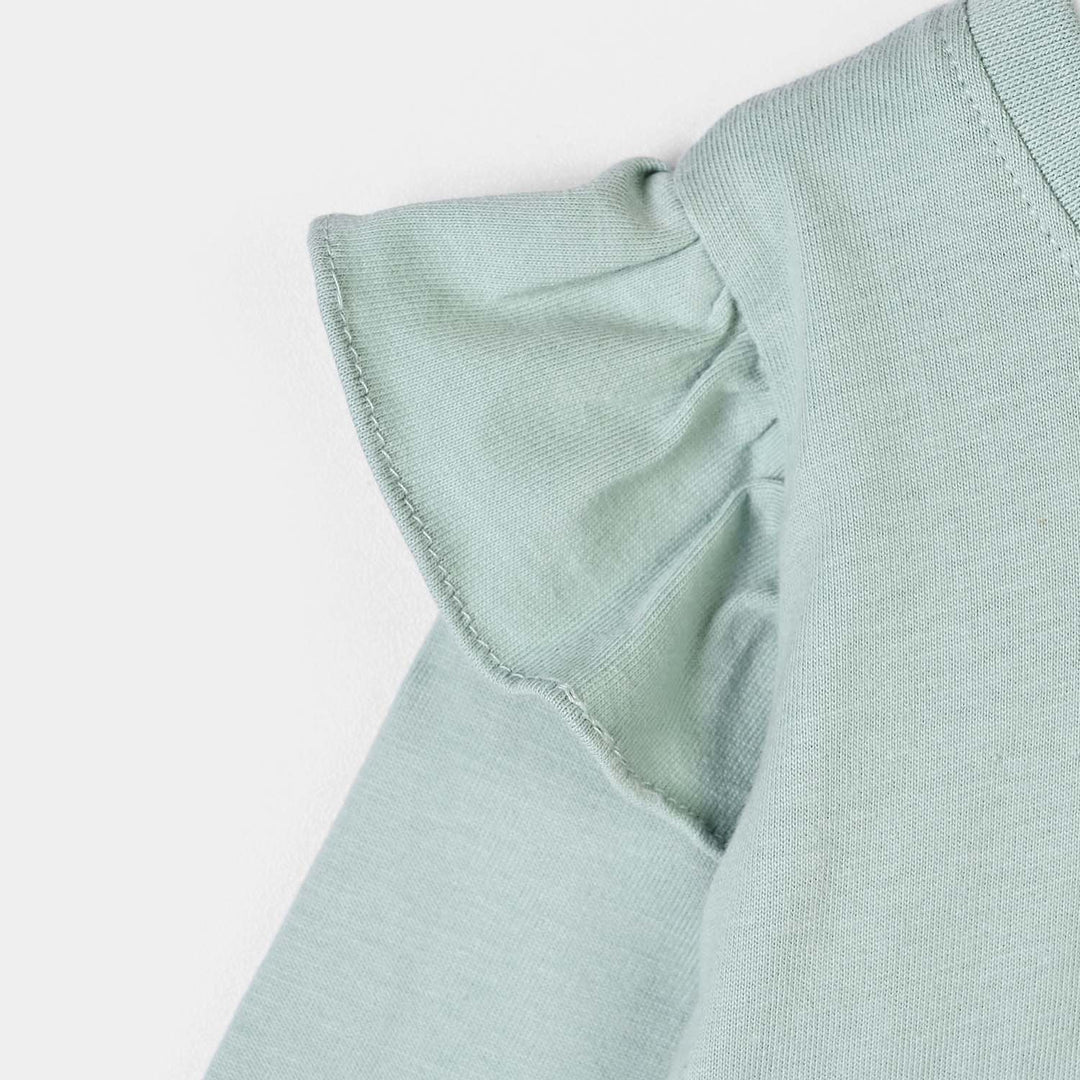Infant Girls Cotton Jersey T-Shirt Hi Baby - Sage Green