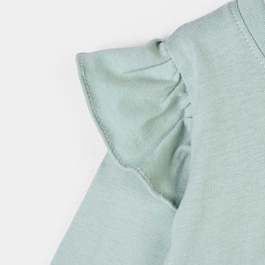 Infant Girls Cotton Jersey T-Shirt Hi Baby - Sage Green