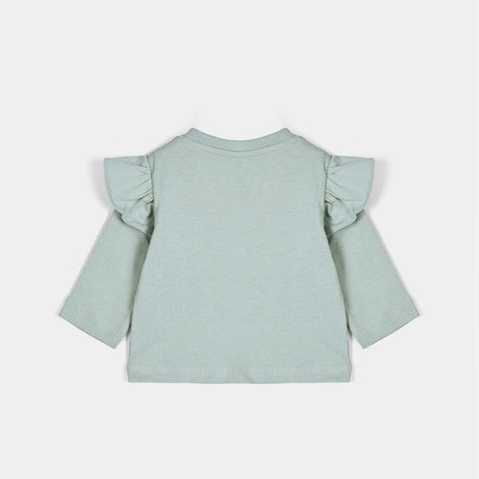 Infant Girls Cotton Jersey T-Shirt Hi Baby - Sage Green