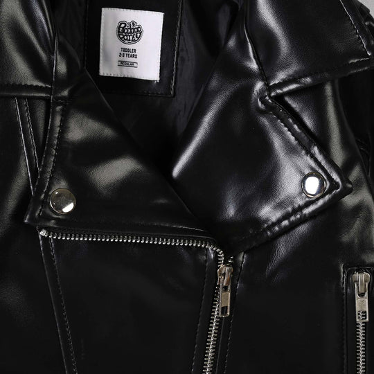 Girls PU Jacket Pu Lapel - BLACK