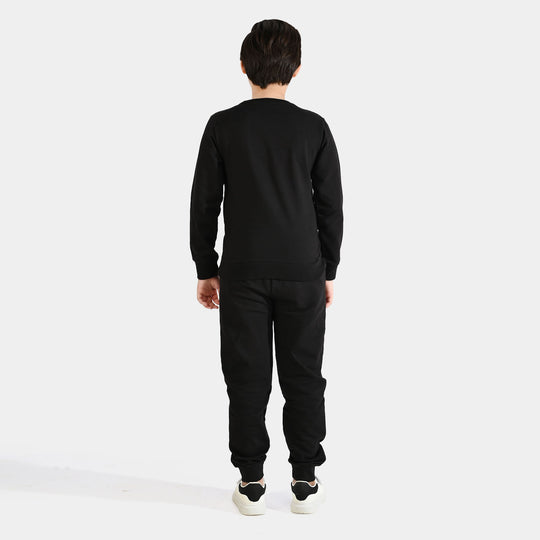 Boys Jersey/Terry 2 Piece Suit-BLACK