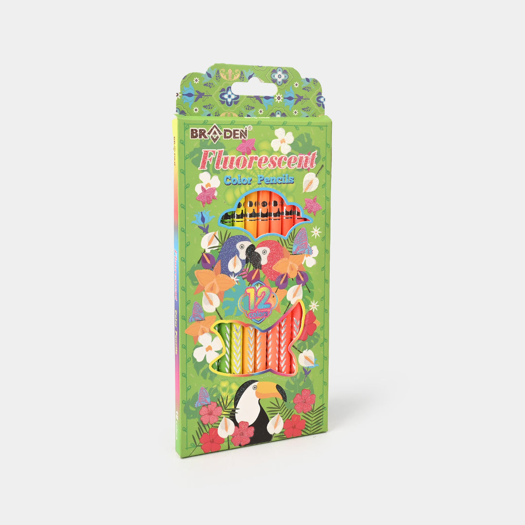Braden Fluorescent 12 Color Pencils | Bright & Smooth