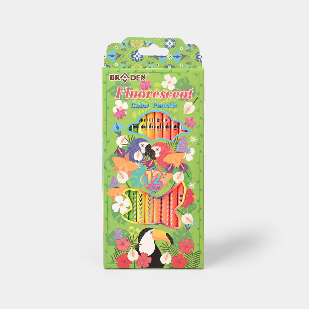 Braden Fluorescent 12 Color Pencils | Bright & Smooth