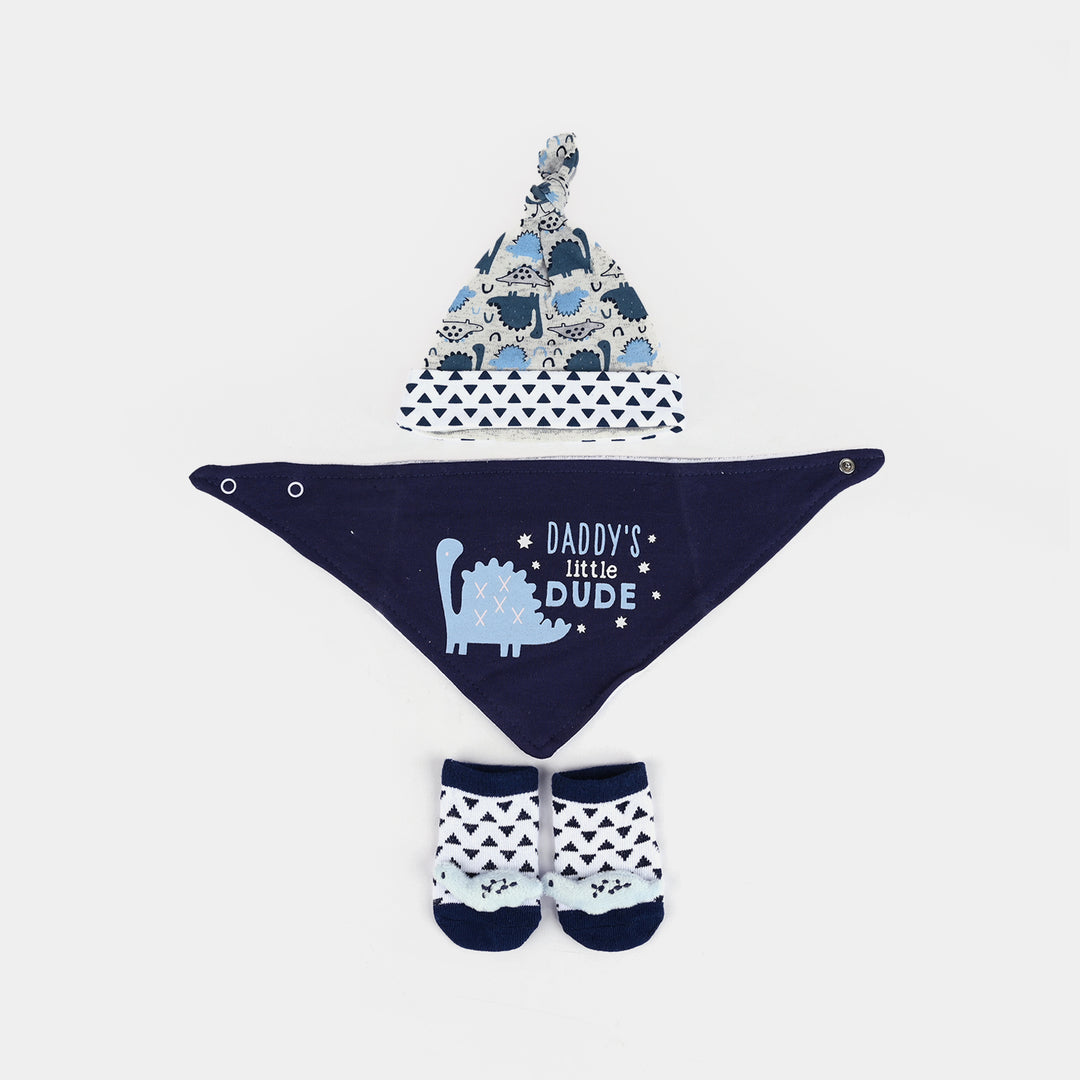 Baby Cap, Bib & Sock 6-9M 3 Pcs Set