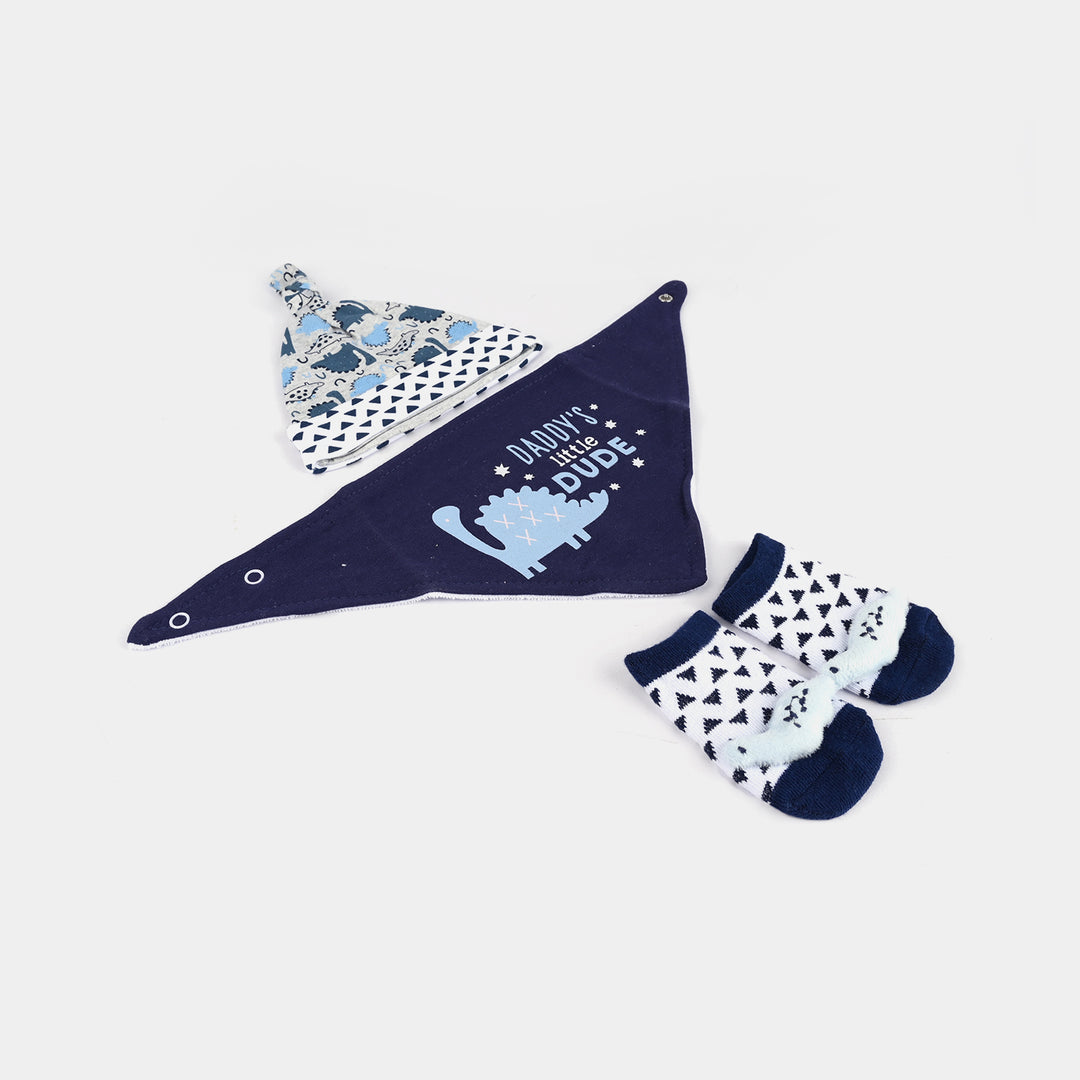 Baby Cap, Bib & Sock 6-9M 3 Pcs Set