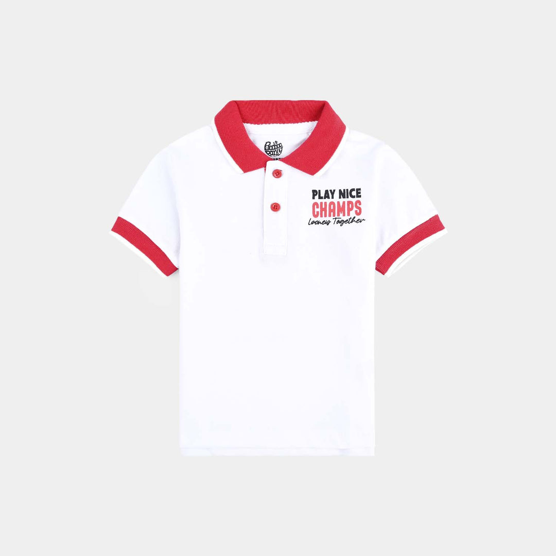 Infant Boys Cotton PK Polo-White