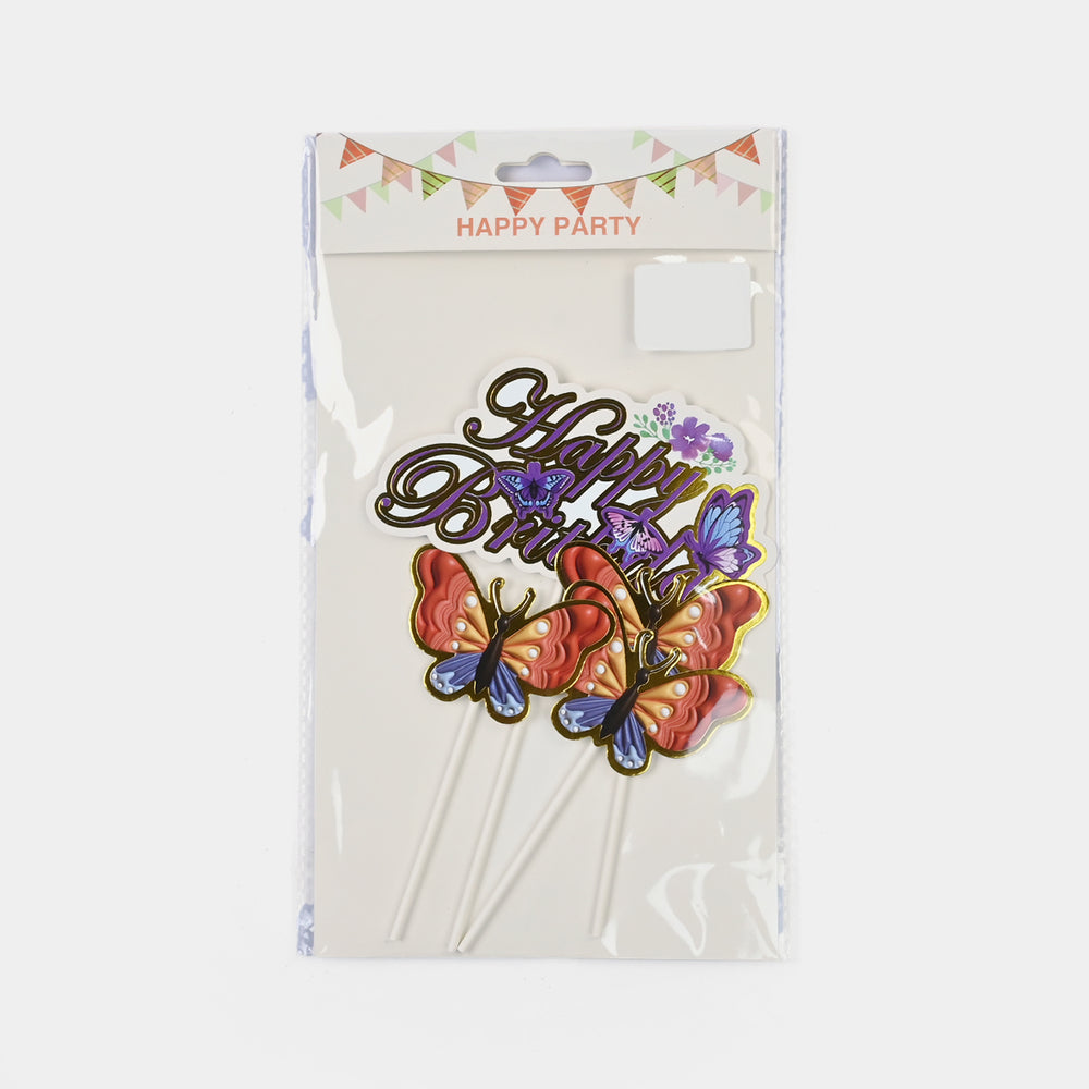 Butterfly Happy Brithday Cake Topper | 4Pcs