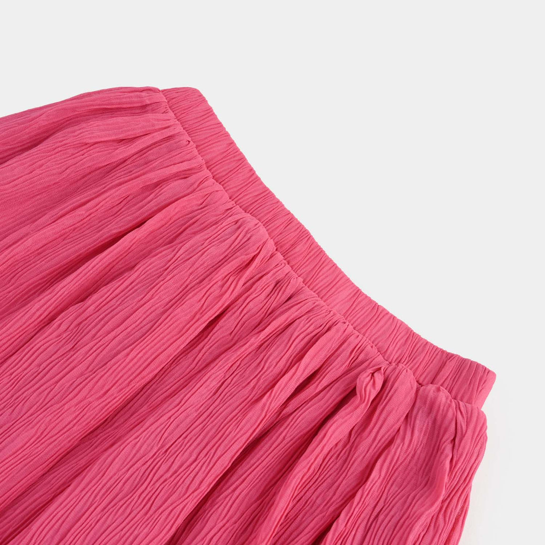 Girls Chiffon Short Skirt Voile - Hot Pink