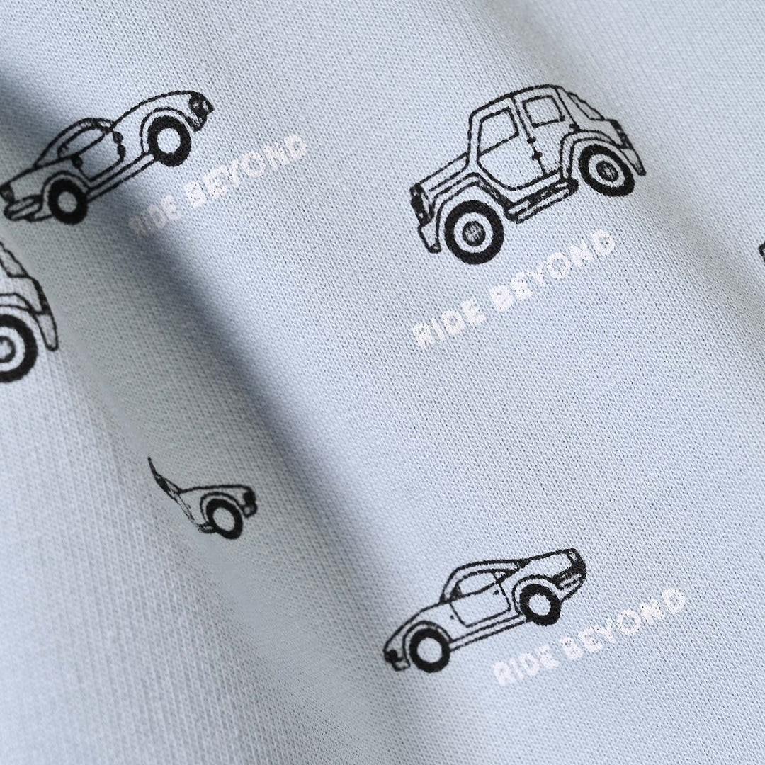 Infant Boys Cotton Terry Sweatshirt Cars - Blue Fog