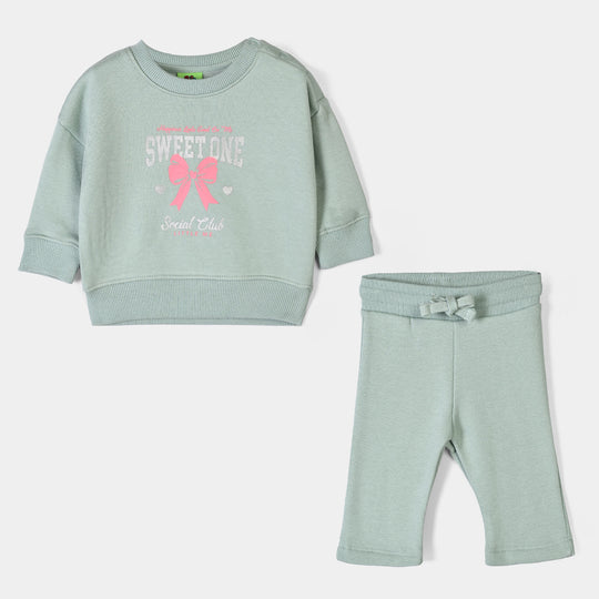 Infant Girls Fleece 2 Piece Suit Little Me - Sage Green