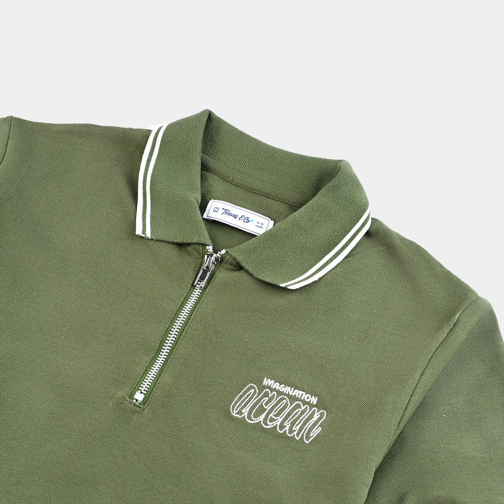 Teen Boys Jacquard Polo-Chive
