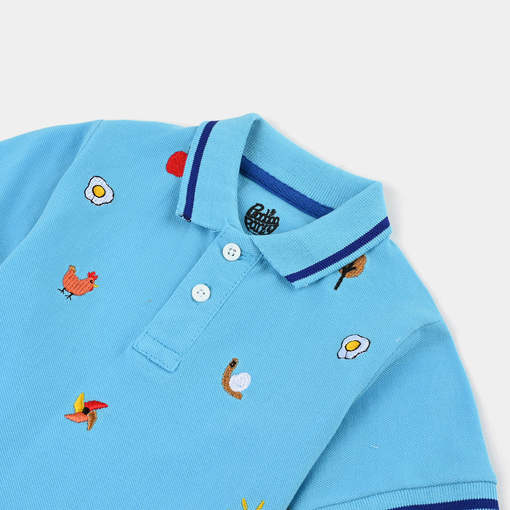 Infant Boys Jumbo Pique Polo Farm - Blue