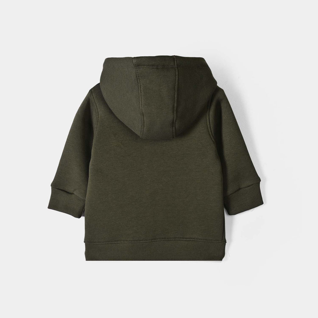 Infant Boys Fleece Knitted Jacket Skates - Olive Green