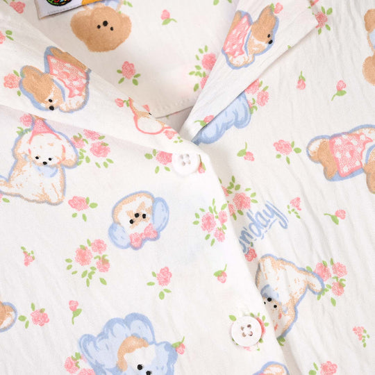 Girls Linen Viscose Nightwear - Friends - White