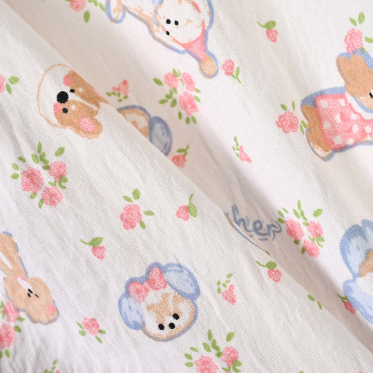 Girls Linen Viscose Nightwear - Friends - White