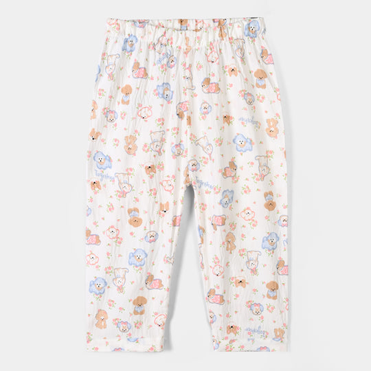 Girls Linen Viscose Nightwear - Friends - White