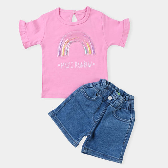 Infant Girls Western Suit Rainbow-Pink