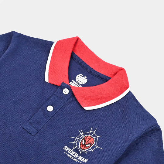 Boys Jumbo Pique Polo-Navy Blue