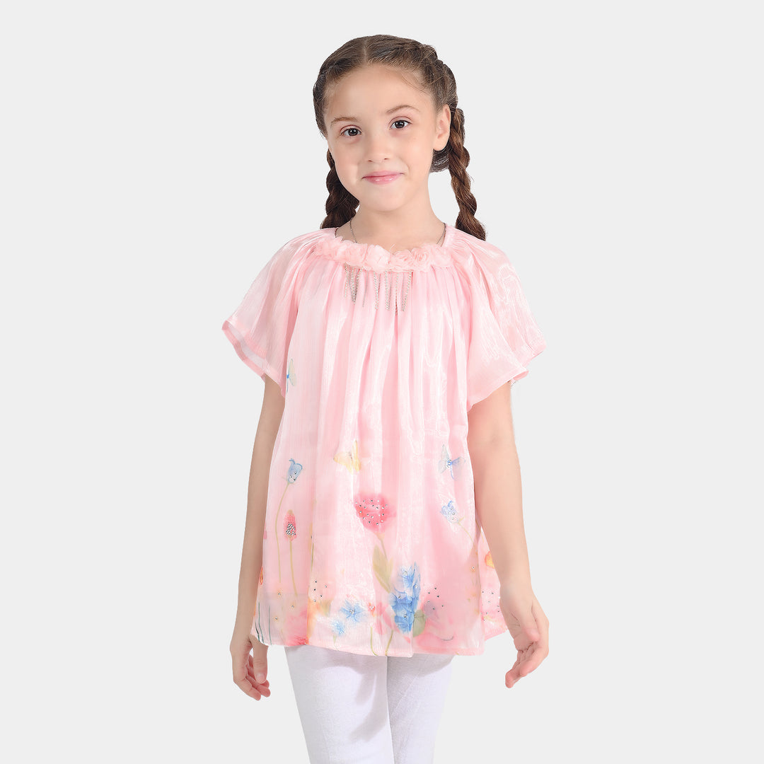 Girls Printed Top - Peach