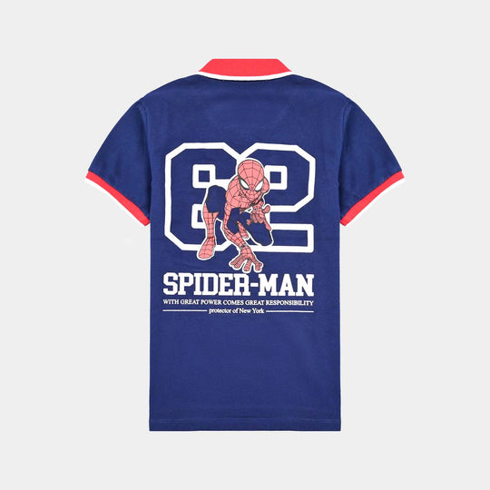 Boys Jumbo Pique Polo-Navy Blue