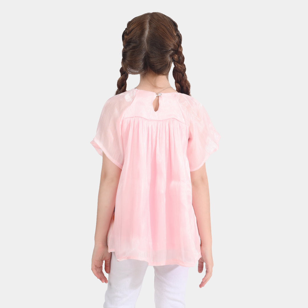 Girls Printed Top - Peach