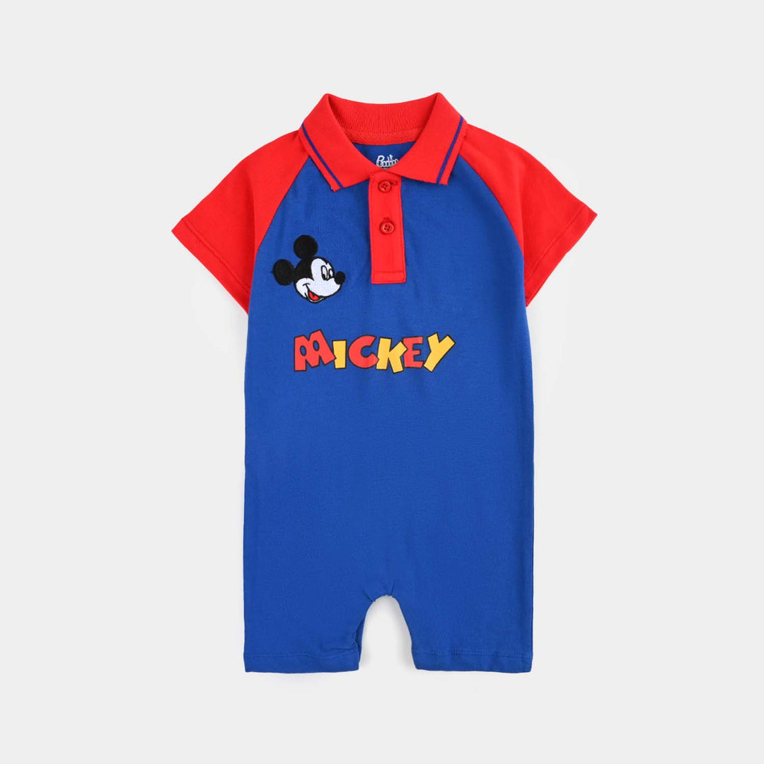 Infant Boys Jumbo Pique Knitted Romper -Blue