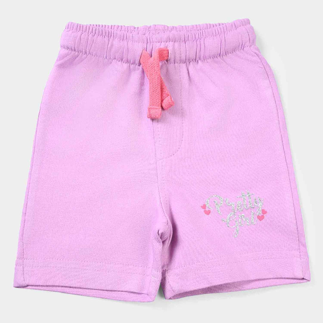 Girls Cotton Terry Short Pretty Girls - Purple