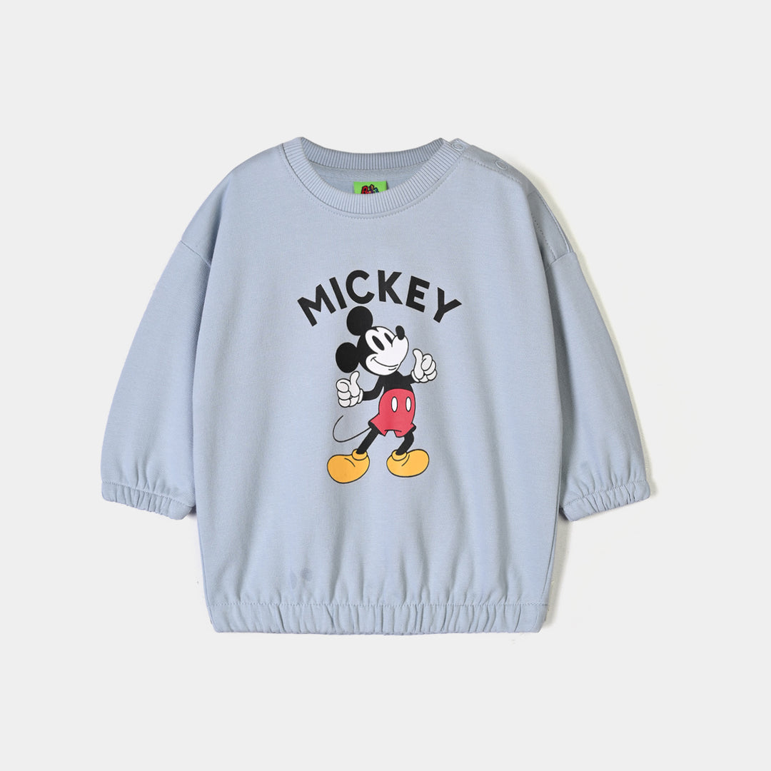 Infant Boys Cotton Terry Sweatshirt Character-Blue.Fog
