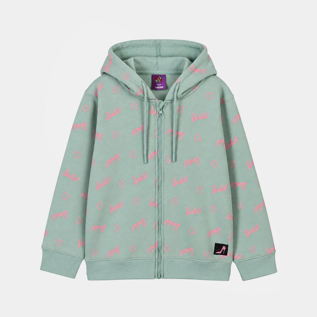 Girls Fleece Knitted Jacket-Blue.Surf