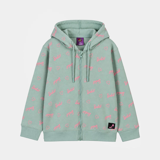 Girls Fleece Knitted Jacket-Blue.Surf