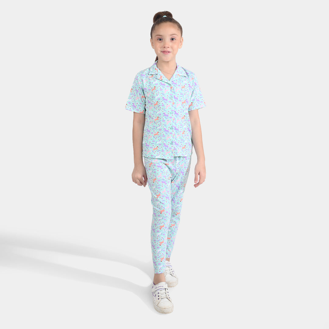 Girls Drop needle Knitted Nightwear-Printed