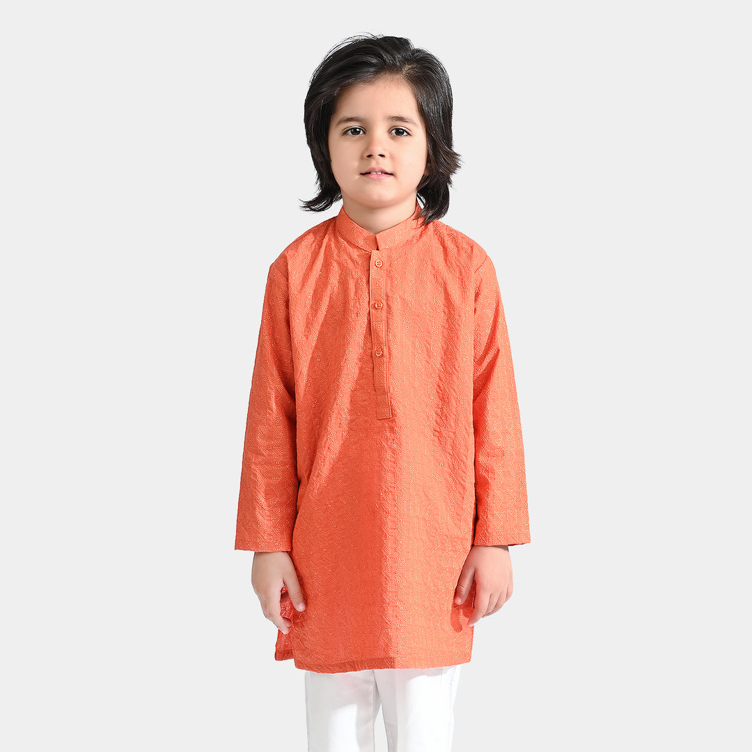 Boys Cotton Basic Kurta (Chikankari)