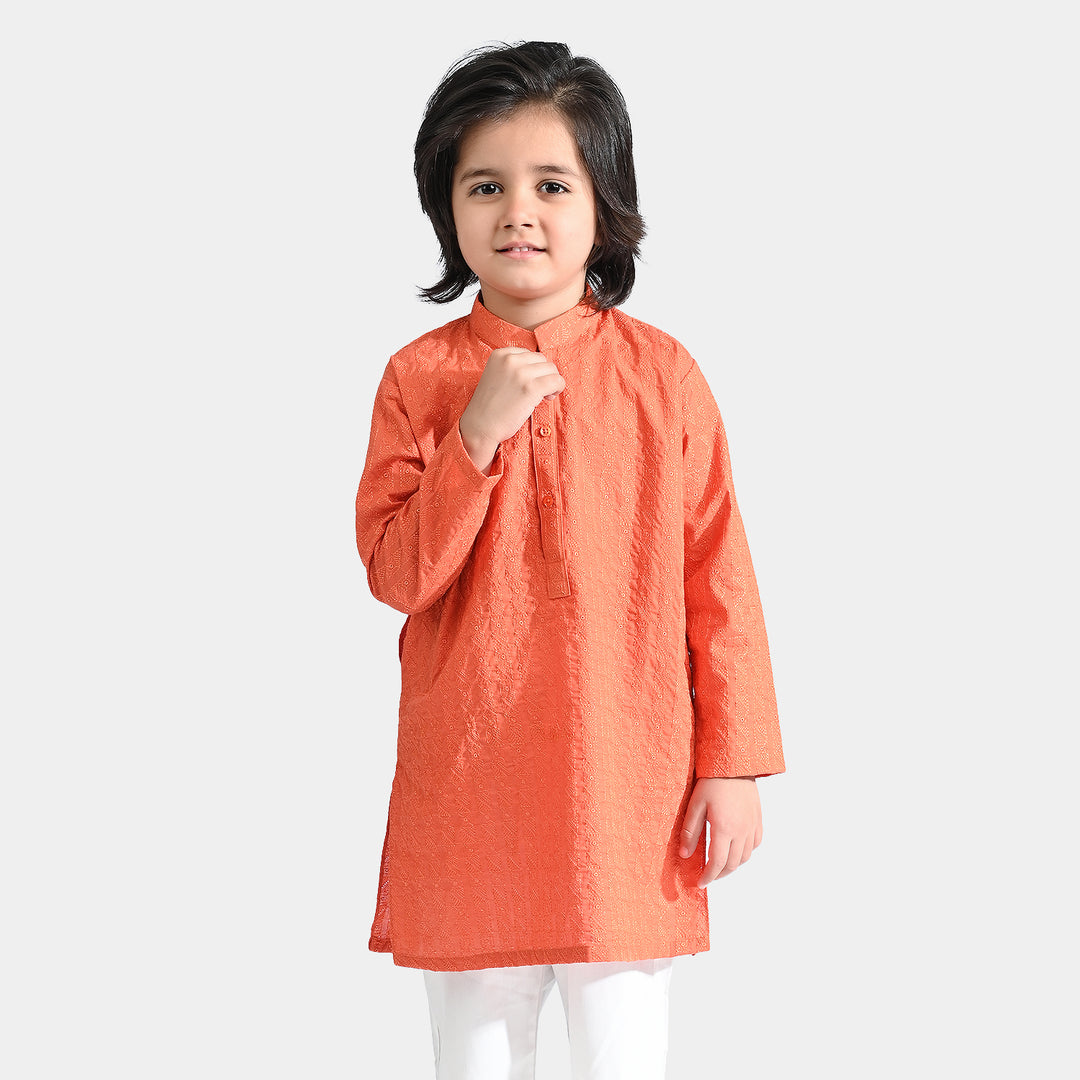 Boys Cotton Basic Kurta (Chikankari)