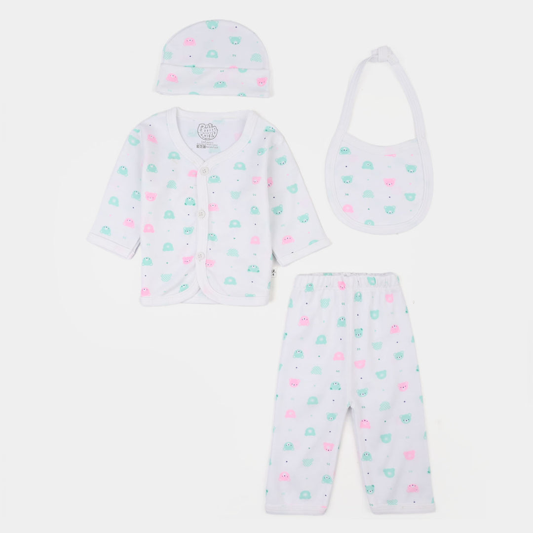 Infant Unisex Winter Suit 4Pcs Bear Face-Green