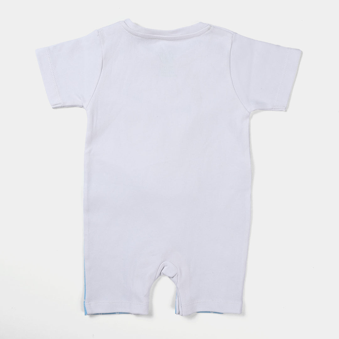 Infant Boys Cotton Interlock Knitted Romper Crab-White