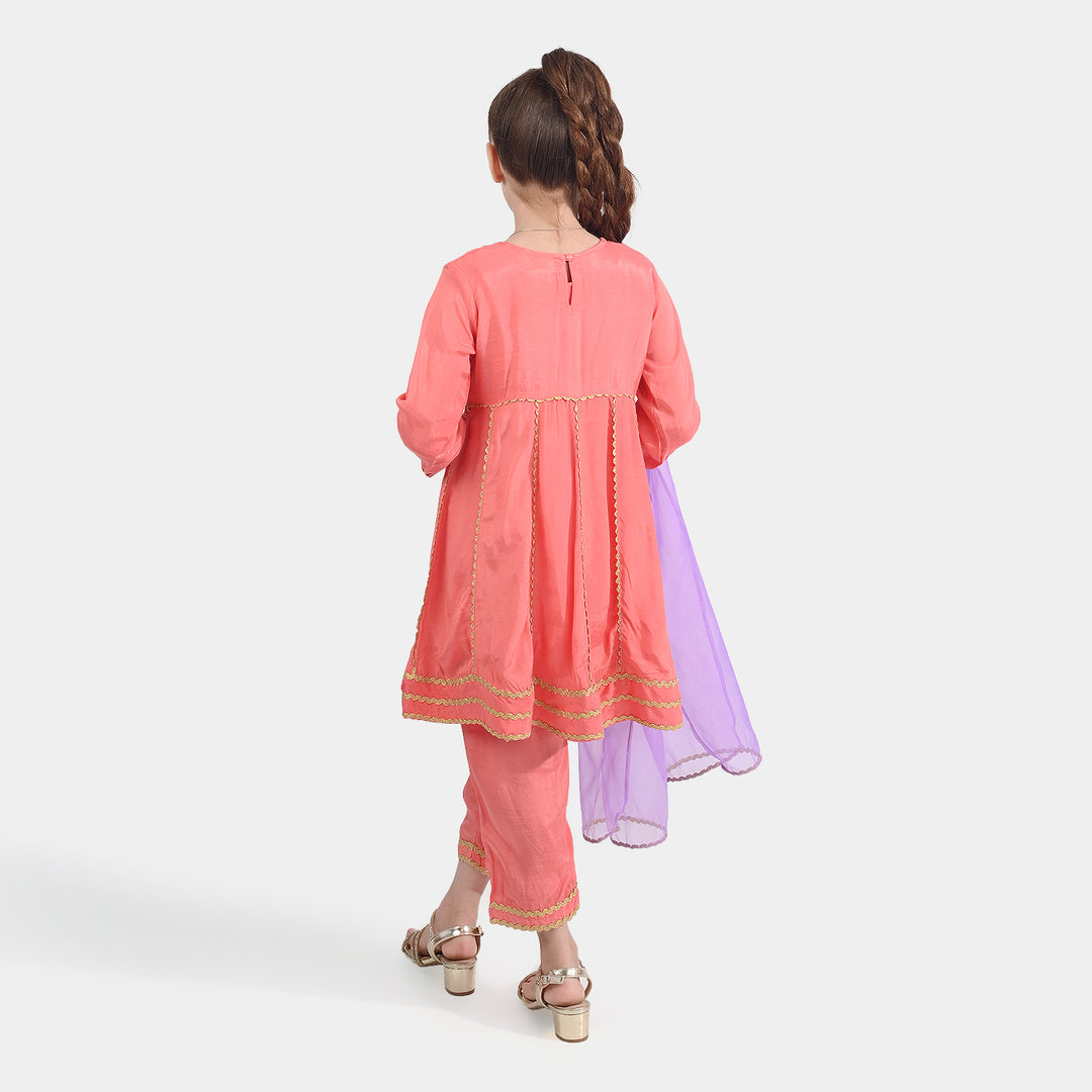 Girls Raw Silk 4Pcs Rashk-E- Chaman-Paradise Pink