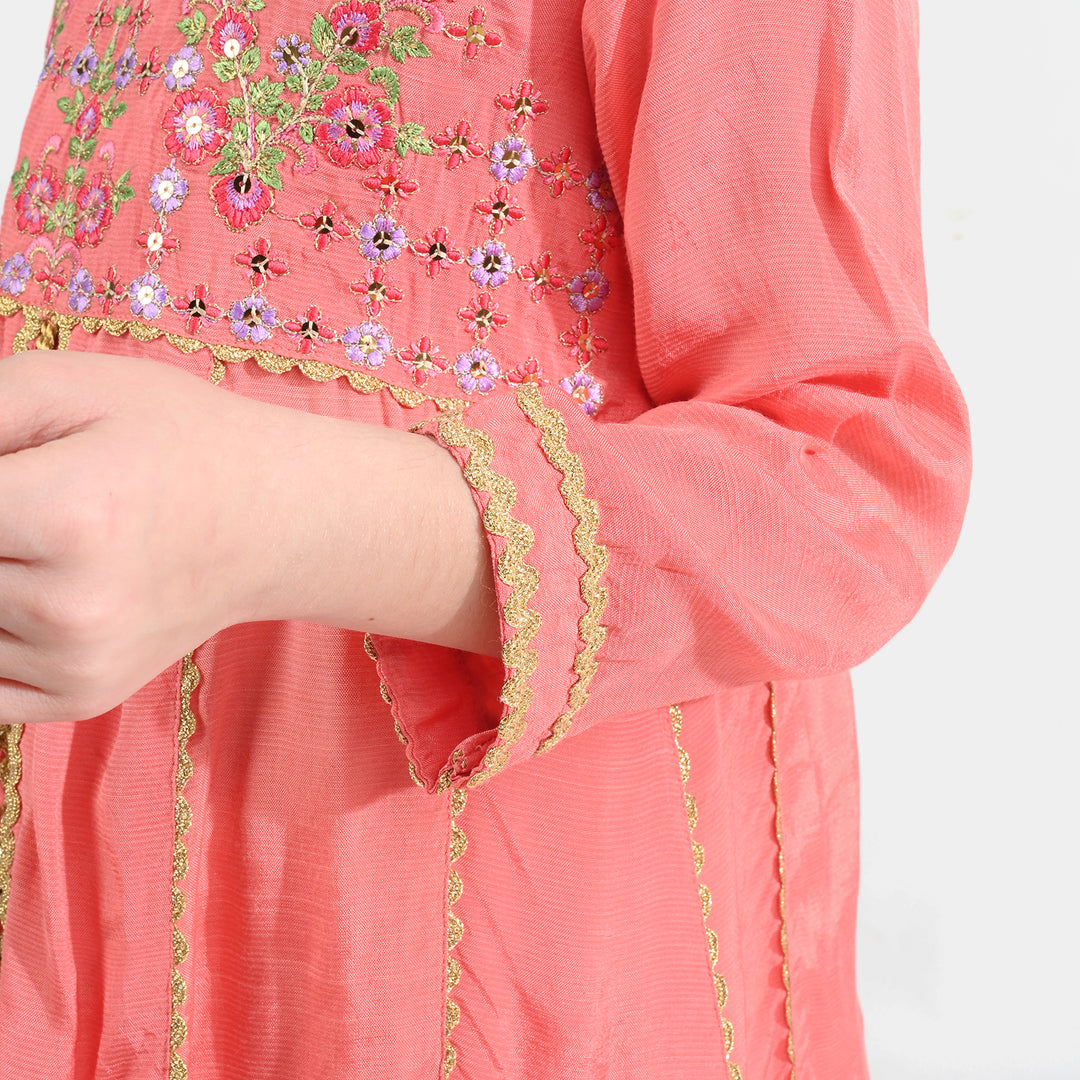 Girls Raw Silk 4Pcs Rashk-E- Chaman-Paradise Pink