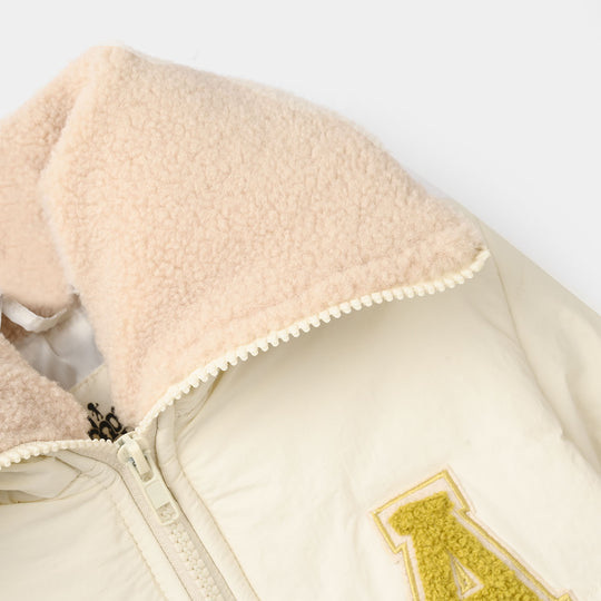 Girls Quilted Jacket -Off White
