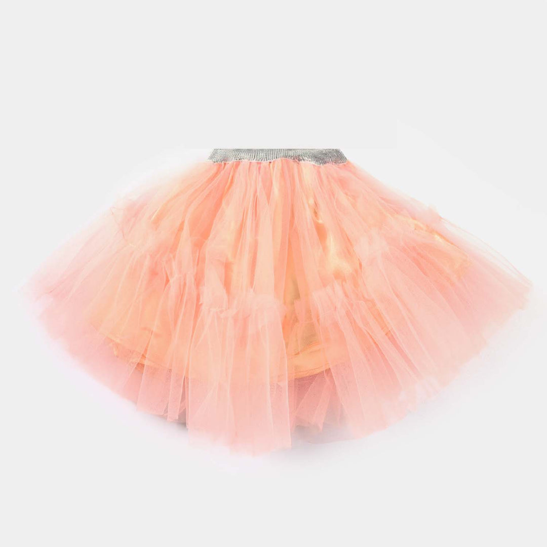 Infant Girls Net Skirt Two Layered-Peach