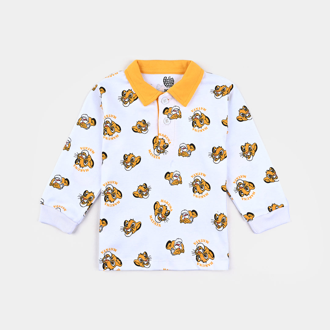 Infant Boys Cotton Polo - White/Yellow