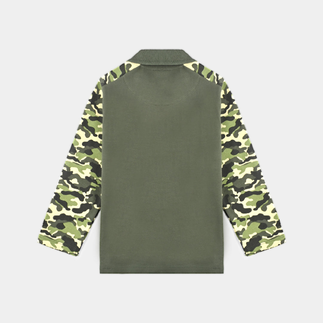 Boys Cotton PK Polo Let's Explore-Rifle Green