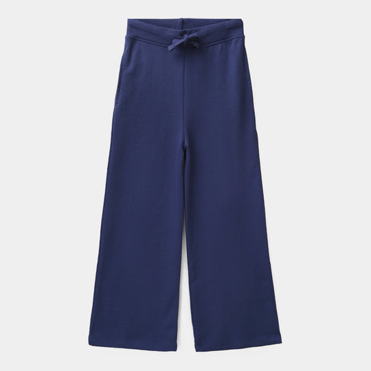Girls Jersey/Terry 2 Piece Suit Bow-NAVY