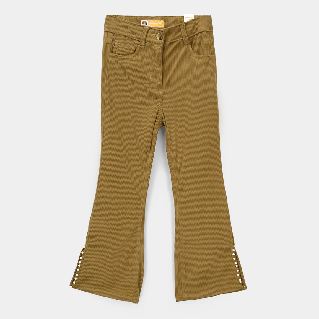 Girls Corduroy Pant Slit-BEIGE
